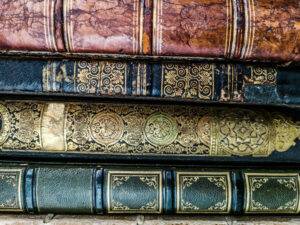 antique books stack