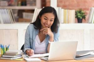 writing at desk