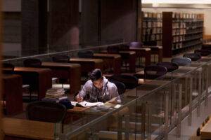 studying late in the library