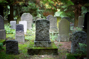 weathered tombstones