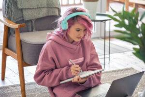 writing in headphones